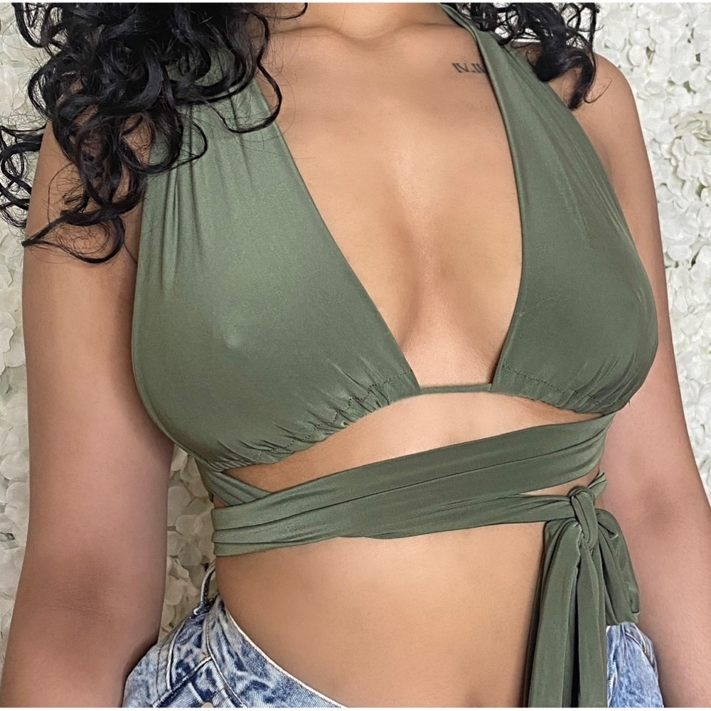Green wrap and tie Dream top